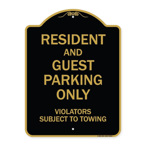 Signmission Designer Series-Resident And Guest Parking Only Violators Subject To Towing, 24" x 18", BG-1824-9898 A-DES-BG-1824-9898 - main